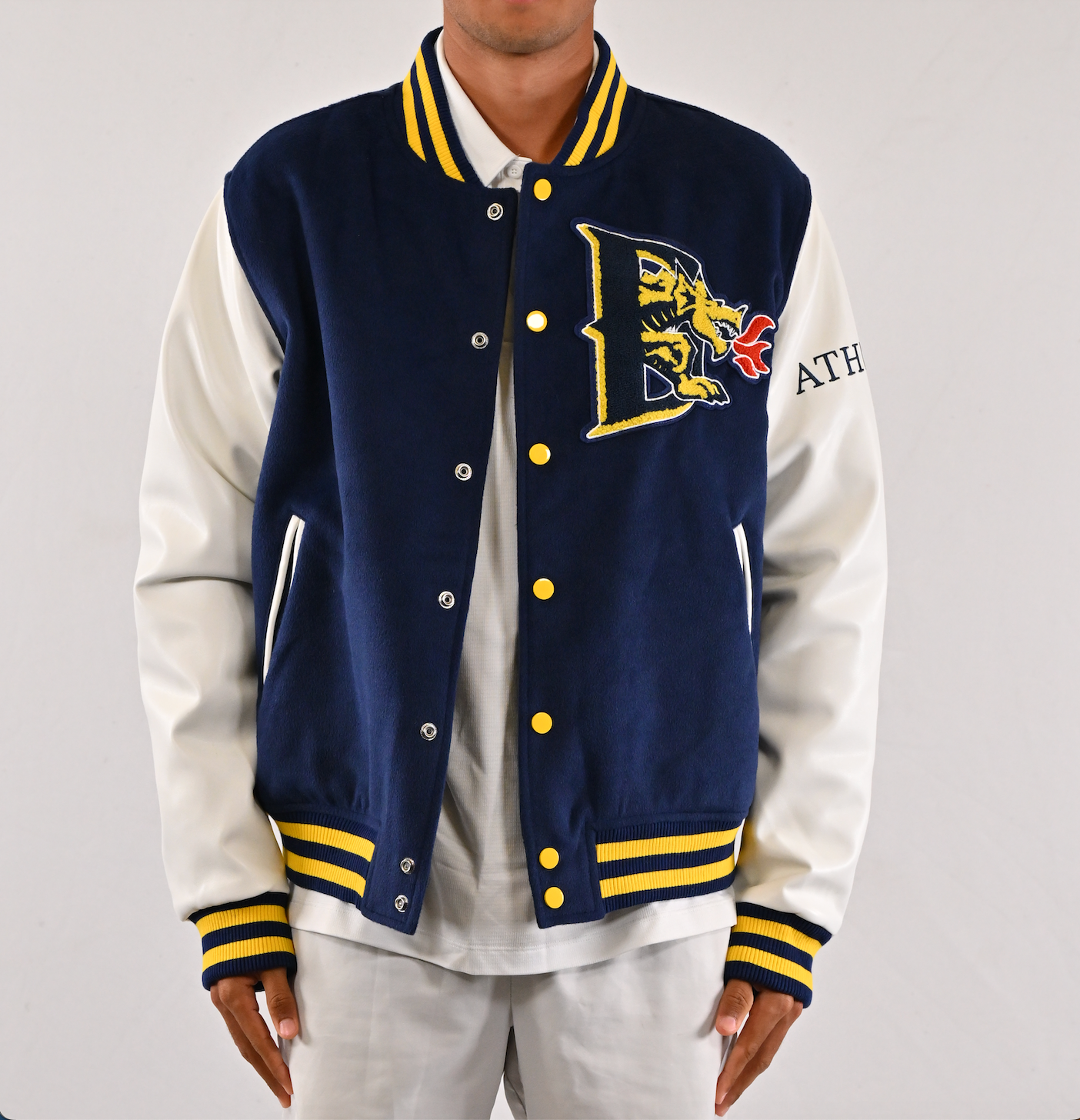 Gold clearance letterman jacket